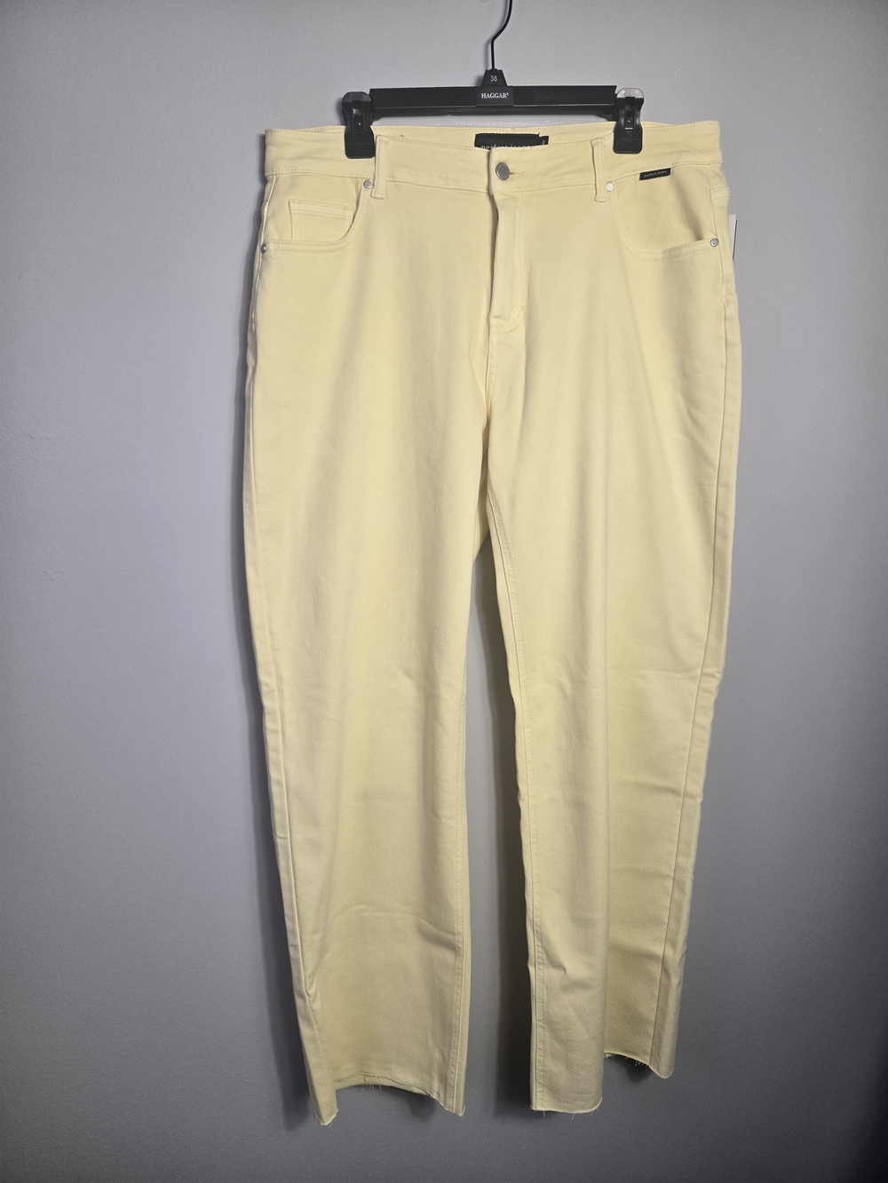 Perfect Jeans Denmark Lemonades Yellow Loose Fit Stretch Jeans Raw Hem Size 3XL
